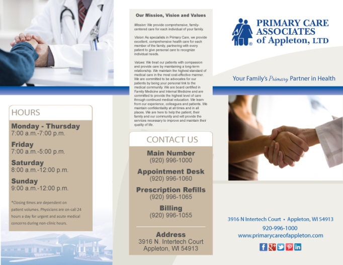 Primary Care Associates of Appleton brochure
